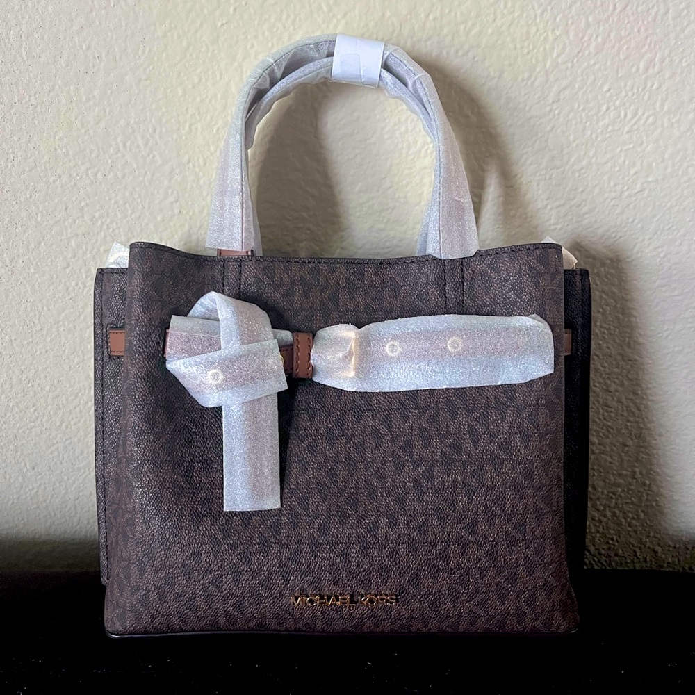 Michael Kors Emilia Small Logo Satchel Brown